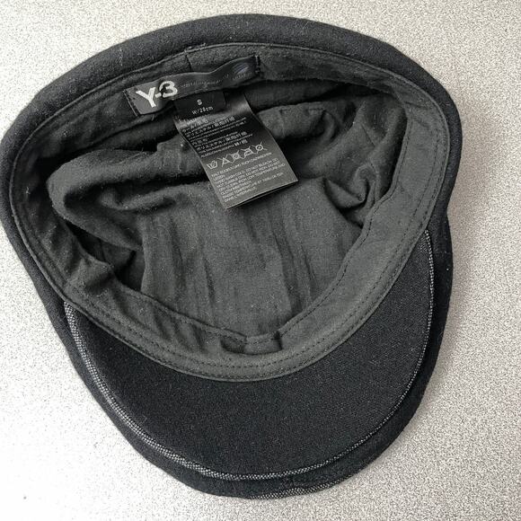 Yohji Yamamoto Adidas Y3 Flat Cap Hat Womens Small 28cm Black Grey Driving - Picture 4 of 8